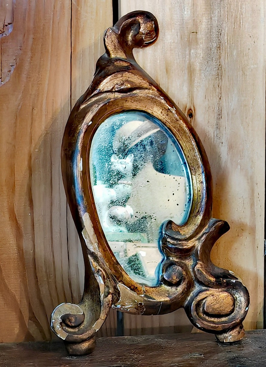 Jolie Paire de Miroirs en Bois et Stuc Doré, Forme libre fin XVIIIe siècle -photo-2