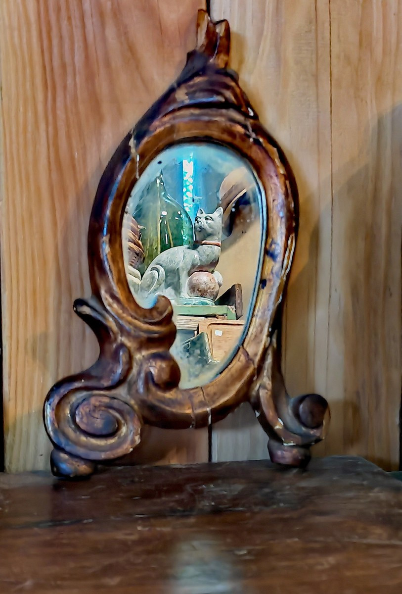 Jolie Paire de Miroirs en Bois et Stuc Doré, Forme libre fin XVIIIe siècle -photo-3