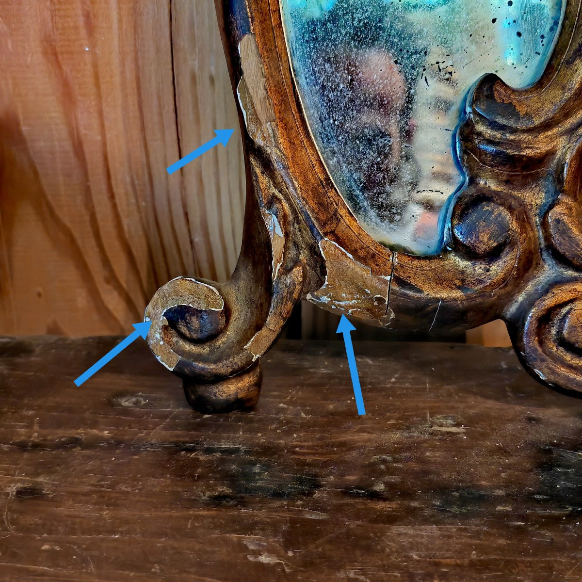 Jolie Paire de Miroirs en Bois et Stuc Doré, Forme libre fin XVIIIe siècle -photo-2