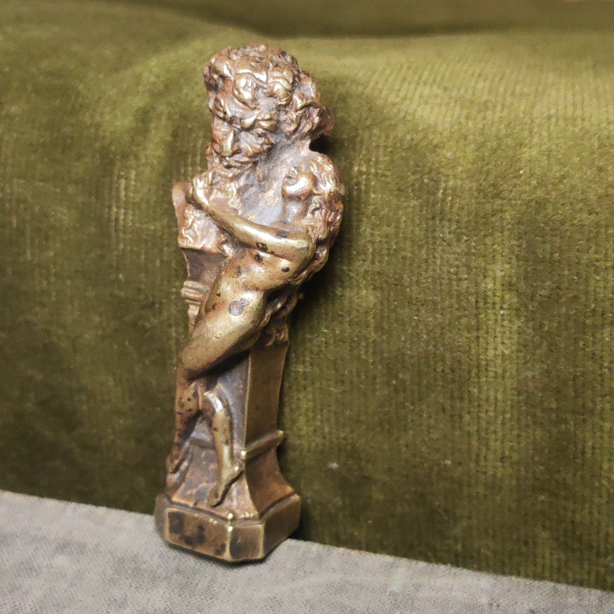 Great Bronze Wax Seal : God Priapus And A Naked Woman, Curiosa, France, 19th Century -photo-1