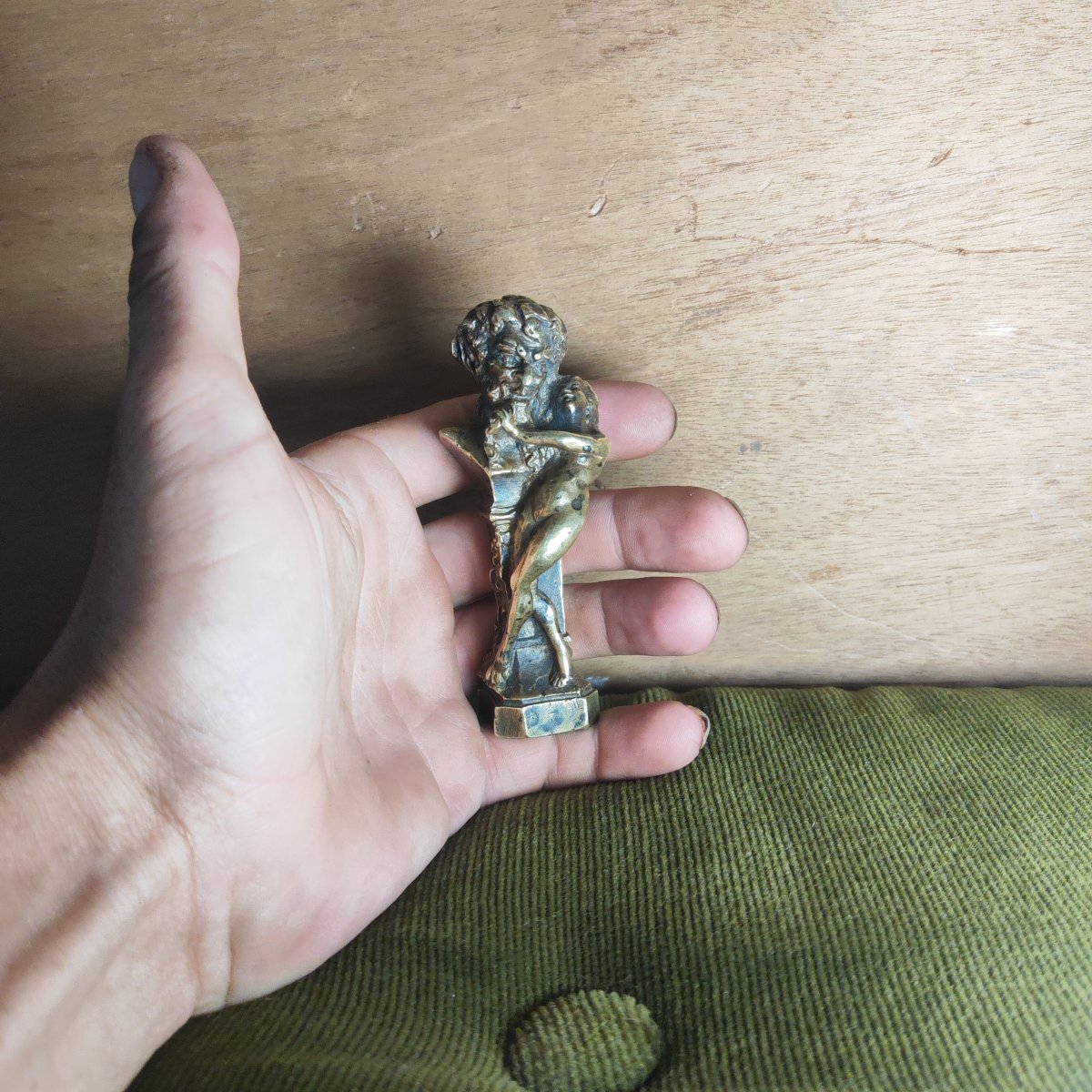Great Bronze Wax Seal : God Priapus And A Naked Woman, Curiosa, France, 19th Century -photo-5