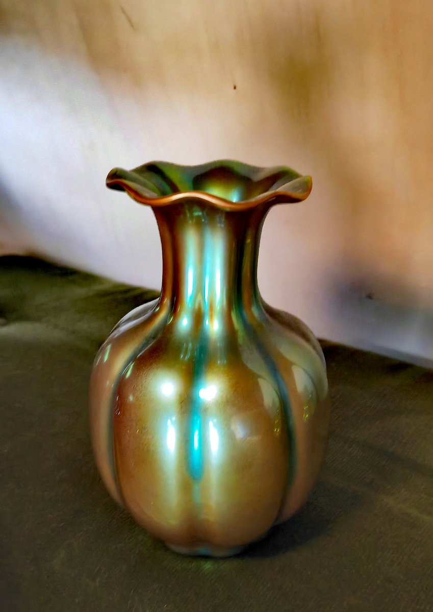 Beautiful Set Of 2 Eosin Ceramic Vases, Art Nouveau, Zsolnay, Hungary, 1950s-photo-2