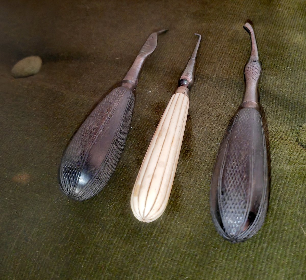 Surgery, Dental Tools, Engraved Ebony Handles, Monogram Mark, Europe 19thcry-photo-2