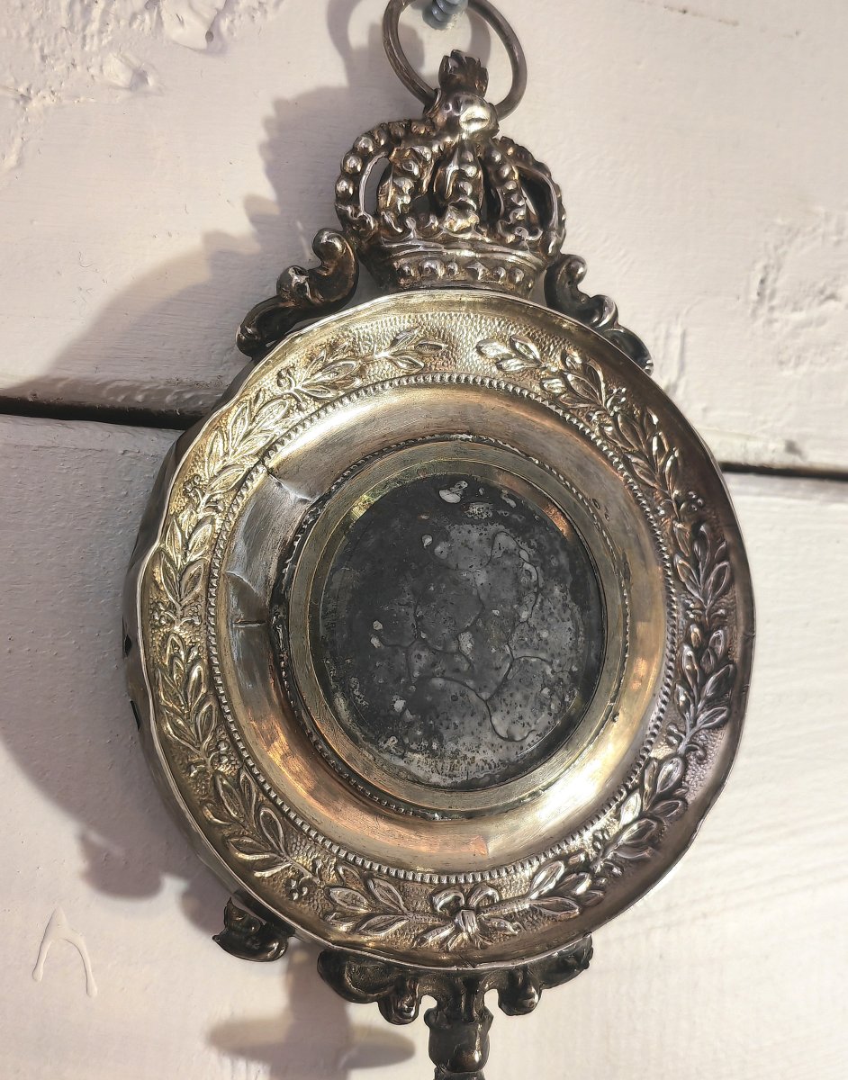 Rare Cradle Rattle, Palais Royal, Dolphin & Crown, Silver & Mother-of-pearl, 19thc -photo-3