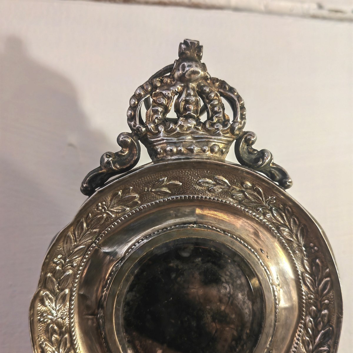 Rare Cradle Rattle, Palais Royal, Dolphin & Crown, Silver & Mother-of-pearl, 19thc -photo-4