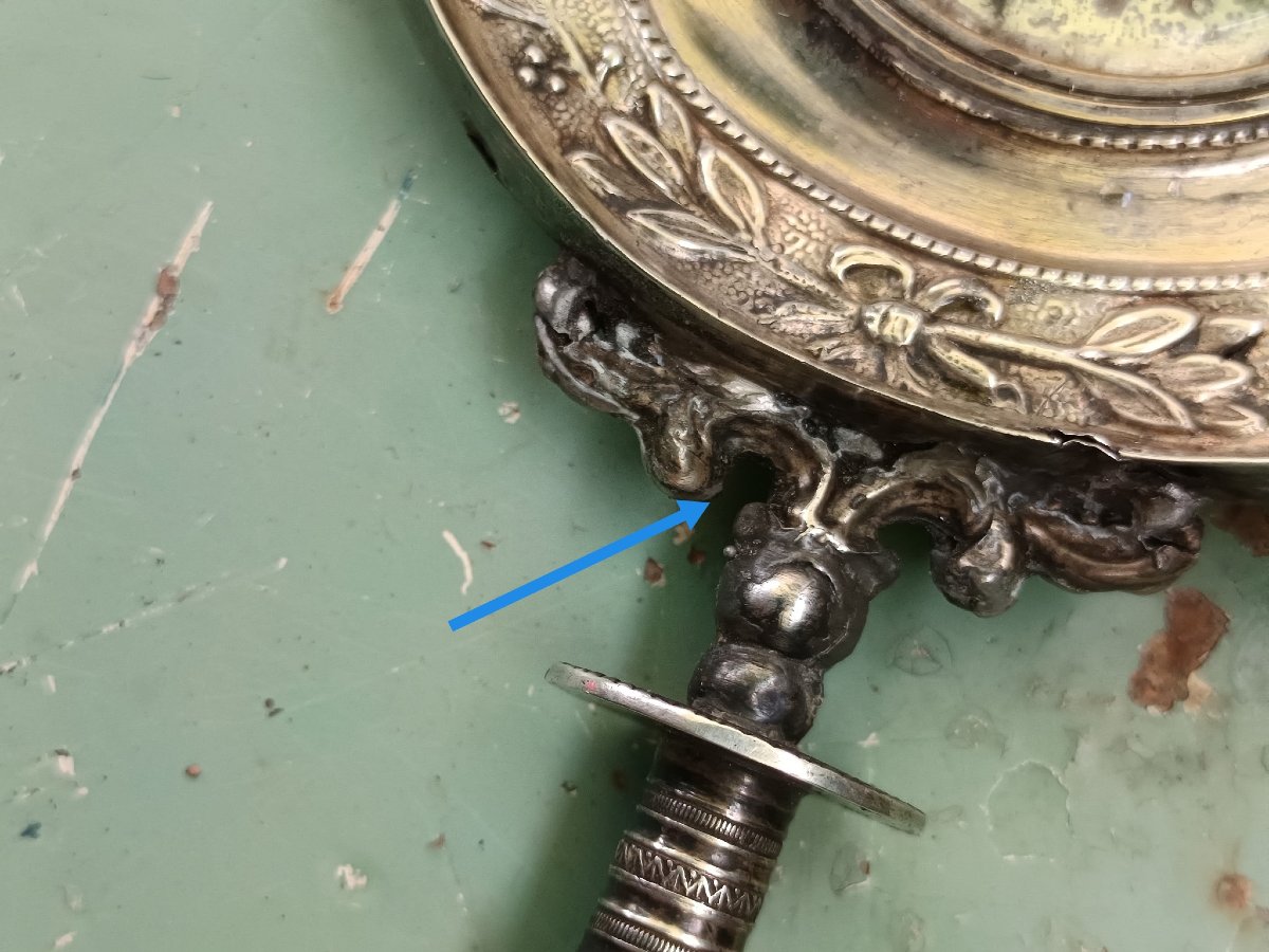 Rare Cradle Rattle, Palais Royal, Dolphin & Crown, Silver & Mother-of-pearl, 19thc -photo-3