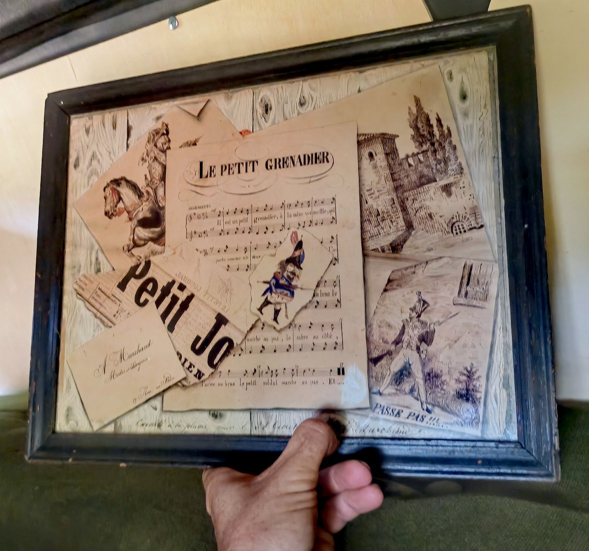 Beautiful Multi Trompe-l'œil Pen-and-ink Drawing, August 28 1865 France, Napoleon III, Framed -photo-3