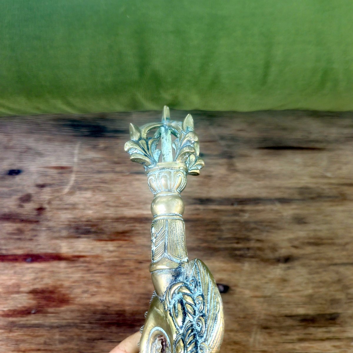 Beau Khadga Enflammé en Fer et Bronze, Épée Rituelle du Bouddha Manjushri Tibet fin XiXe siècle-photo-4