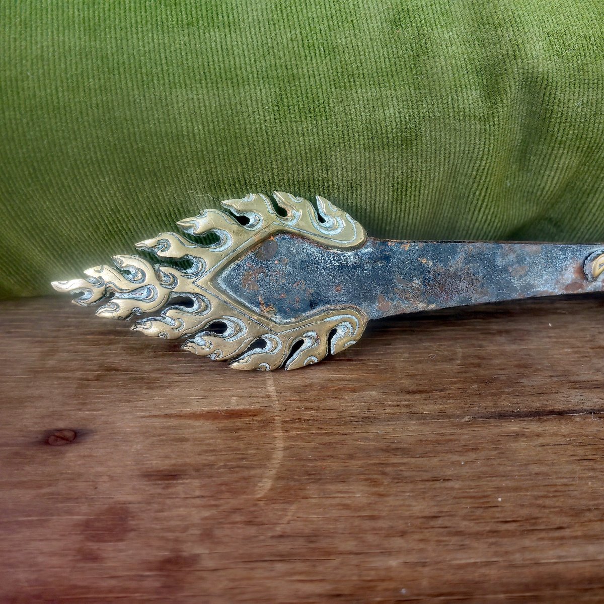 Beau Khadga Enflammé en Fer et Bronze, Épée Rituelle du Bouddha Manjushri Tibet fin XiXe siècle-photo-1