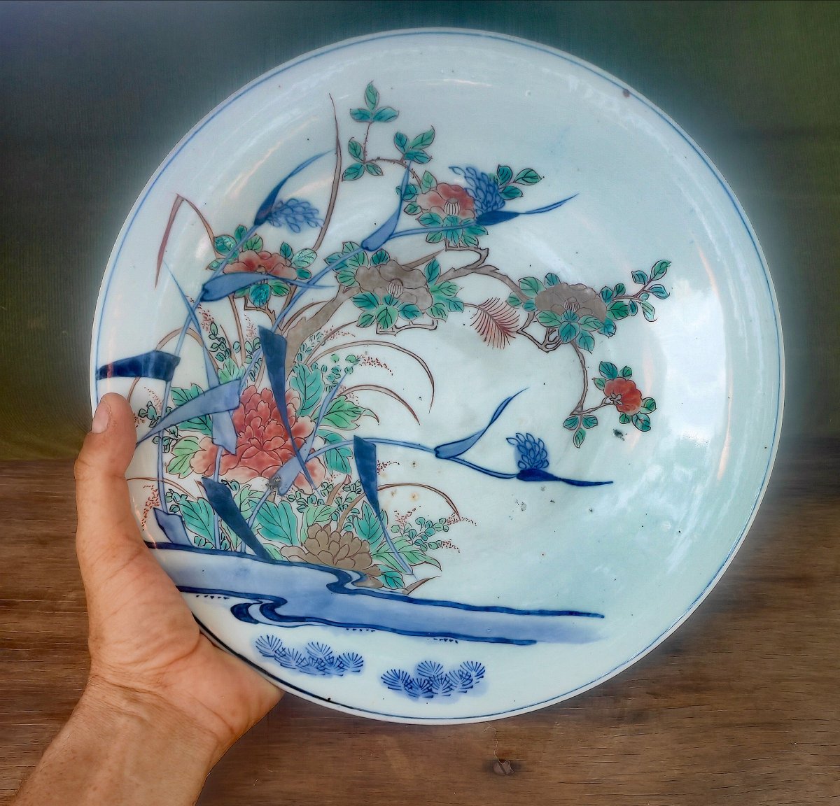 Beautiful Arita Dish, Kakiemon Design & Color, Lake Plants, Japan, Edo Period, 19th Century -photo-5