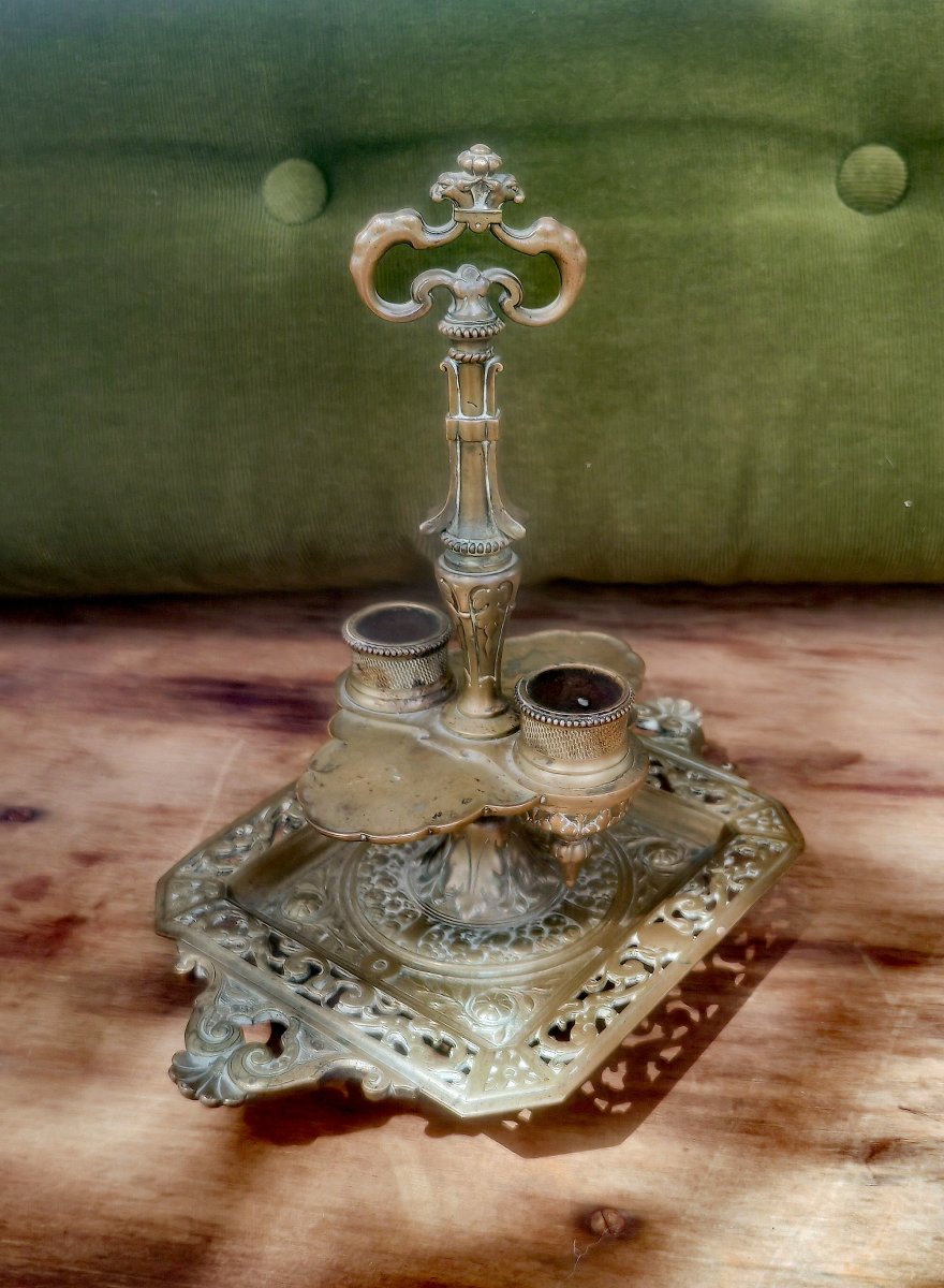 Beau Bougeoir à Main, Chambrière en bronze de Qualité, Alphonse Giroux, Paris, XiXe siècle 
