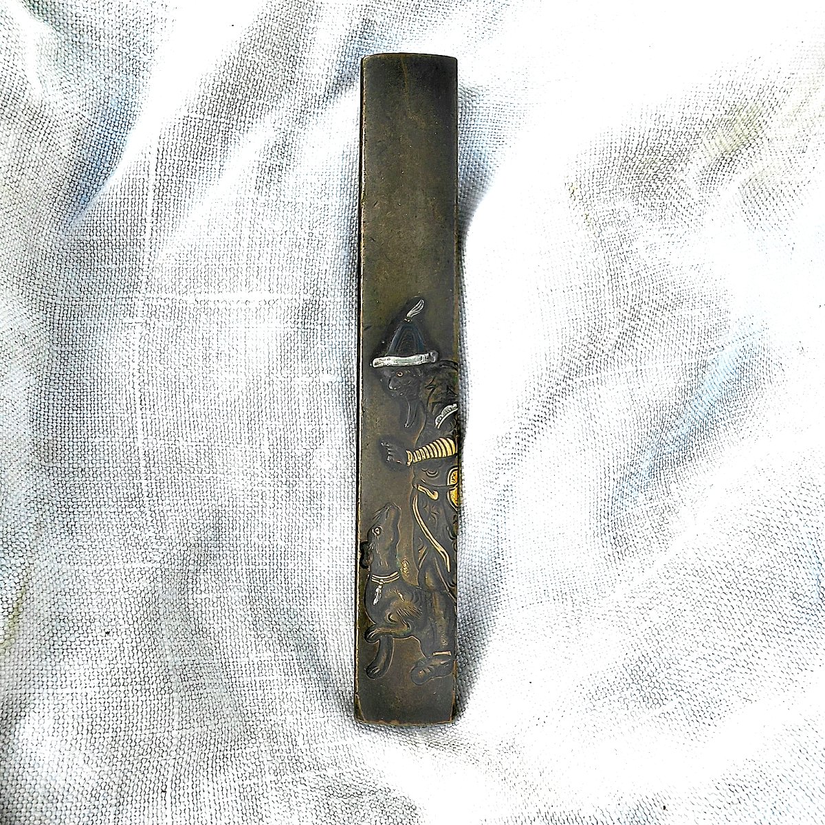 Kozuka Handle, High Quality, Shakudo And Shibuichi, Japanese Edo Period, Signed By Hidetoshi 