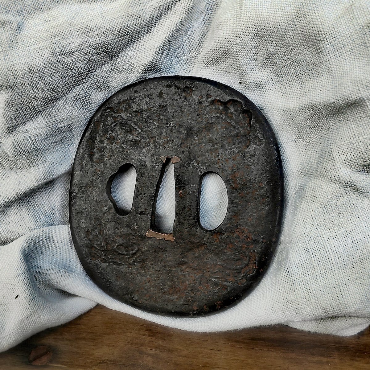 Beautiful Iron Tsuba, Large Katana Garde, Maru-gata, Japan, Edo Period, 18th Century 