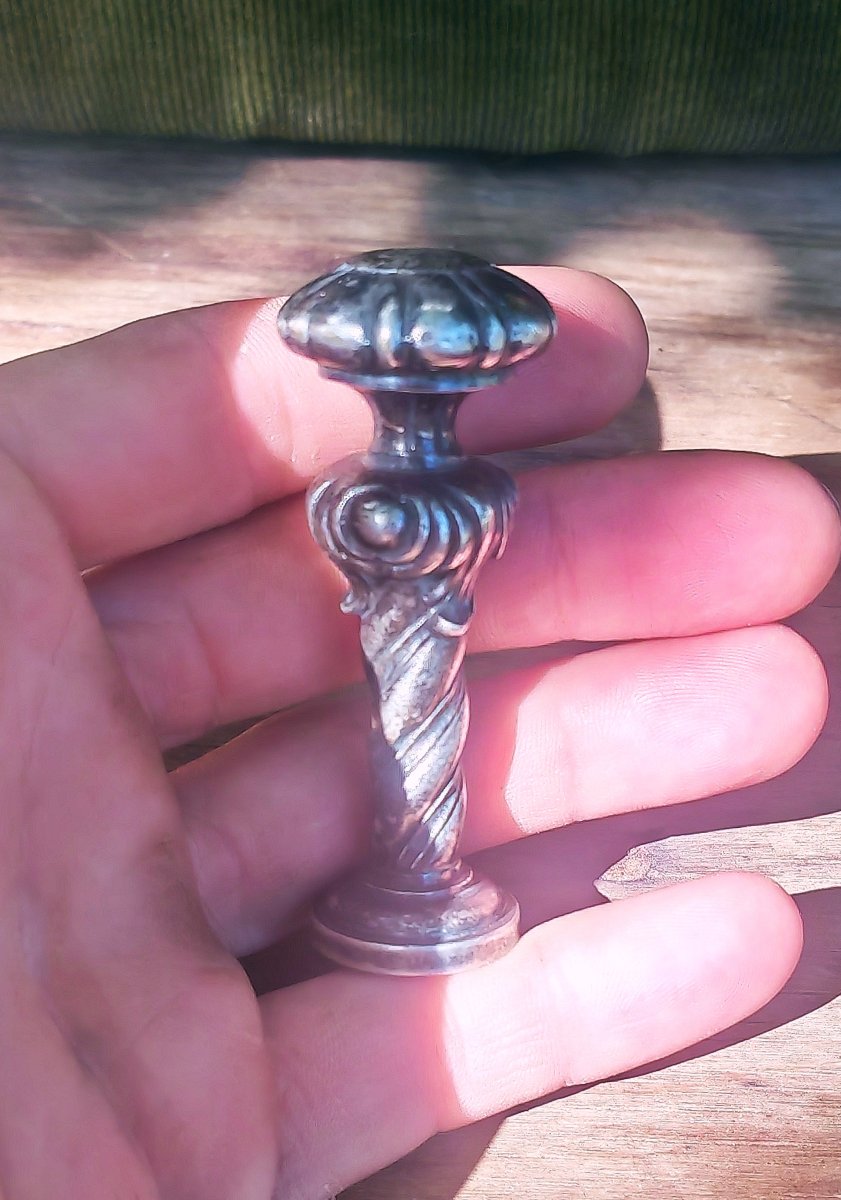 Beautiful Wax Seal, Silver-plated Bronze Seal, Initials L.l., France, 19th Century -photo-4