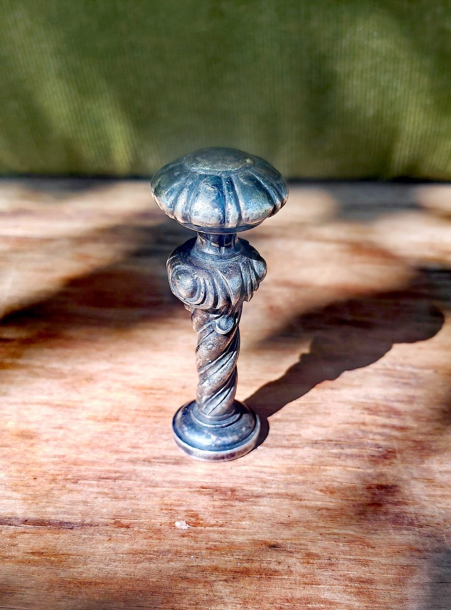 Beautiful Wax Seal, Silver-plated Bronze Seal, Initials L.l., France, 19th Century 