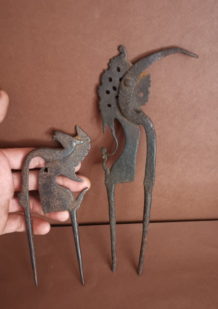 Indonesian, 2 Betel Nutcrackers, Wrought Iron Scissors, Animal Figural, 19thc Or Earlier-photo-4