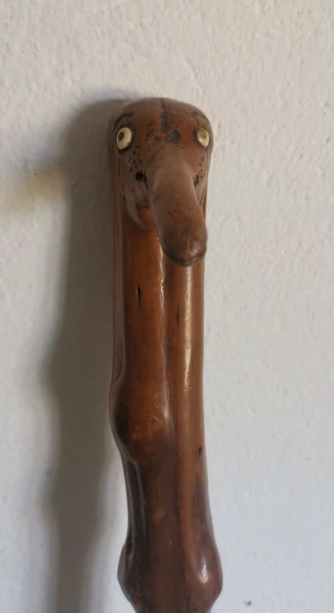 Carved Cane, Folk Art, Primitive, Grotesque Character, 19th Century-photo-2