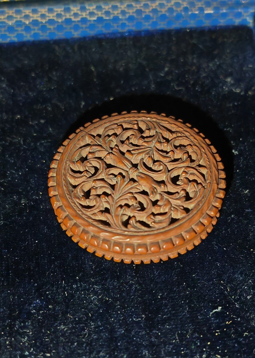 Vinaigrette, Carved Corozzo Nut, Perfume, 19th Century-photo-2