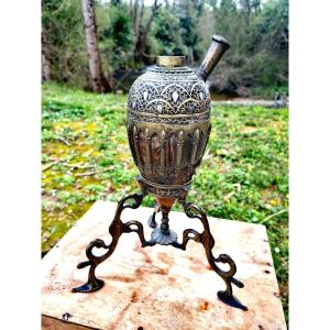 Gorgeous Water Pipe, Hookah, Coconut, Bronze, Pewter, 19thc Or Earlier