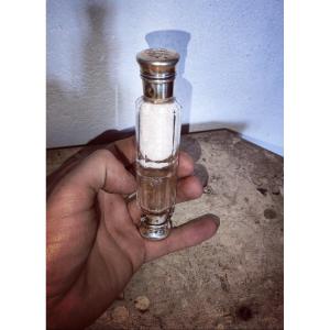 Flacon Double En Cristal Taillé, Sels d'Ammoniac & Parfum, Monture Argenté, Doré, XIXe Siècle 
