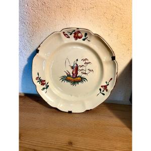 Belle Assiette en Faïence de Strasbourg, Manufacture les Islettes, Décor au Chinois XVIIIe 