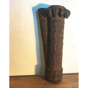 Important Fourneau de Pipe à Tabac en Terre Cuite, Cameroun, Décor Araignées, XXe Siècle 