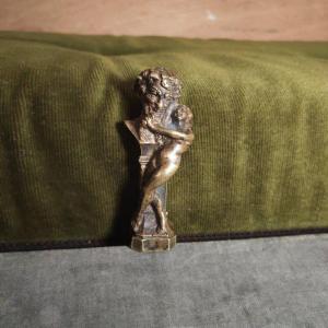 Great Bronze Wax Seal : God Priapus And A Naked Woman, Curiosa, France, 19th Century 