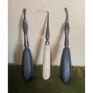 Surgery, Dental Tools, Engraved Ebony Handles, Monogram Mark, Europe 19thcry
