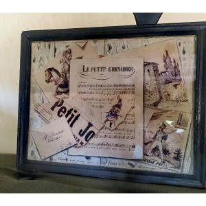 Beautiful Multi Trompe-l'œil Pen-and-ink Drawing, August 28 1865 France, Napoleon III, Framed