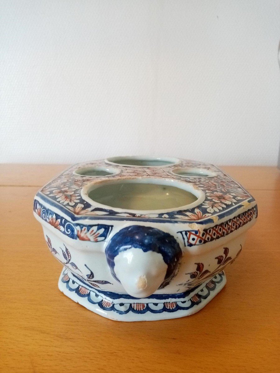 Earthenware Oil Pot Holder: Rouen 18th Century.-photo-3