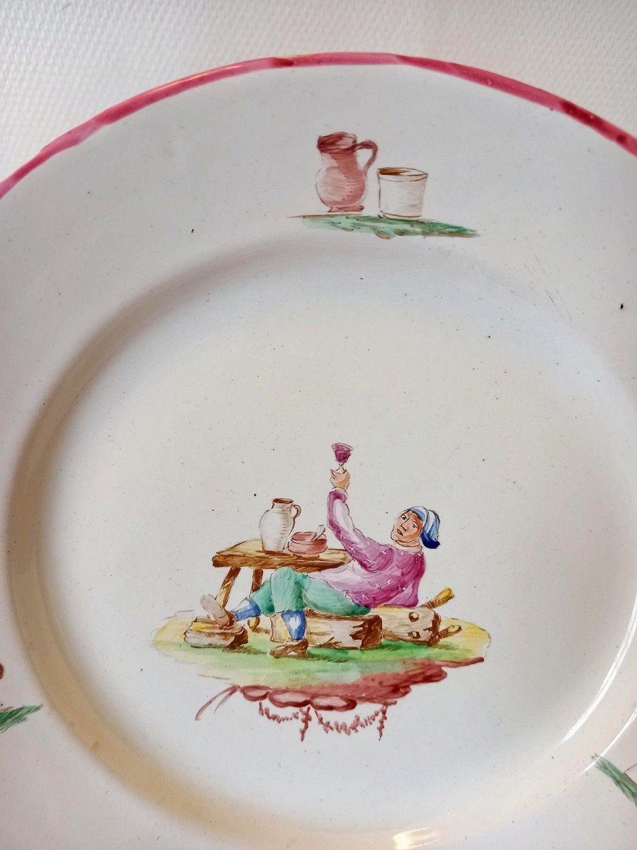 Pair Of Earthenware Plates: 18th Century Seals.-photo-4