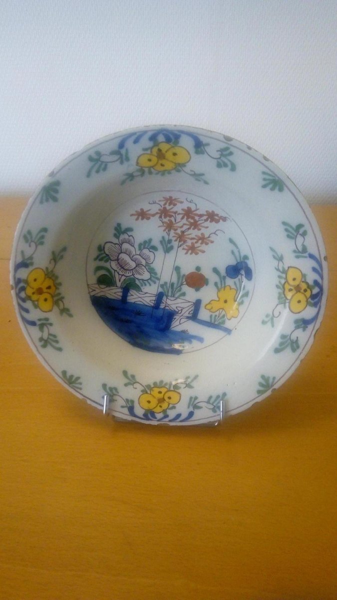 Pair Of Earthenware Plate: Delft XVIIIth Century.