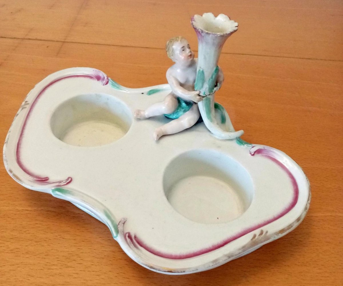 Encrier En Porcelaine: Vienne XVIIIème Siècle.-photo-1