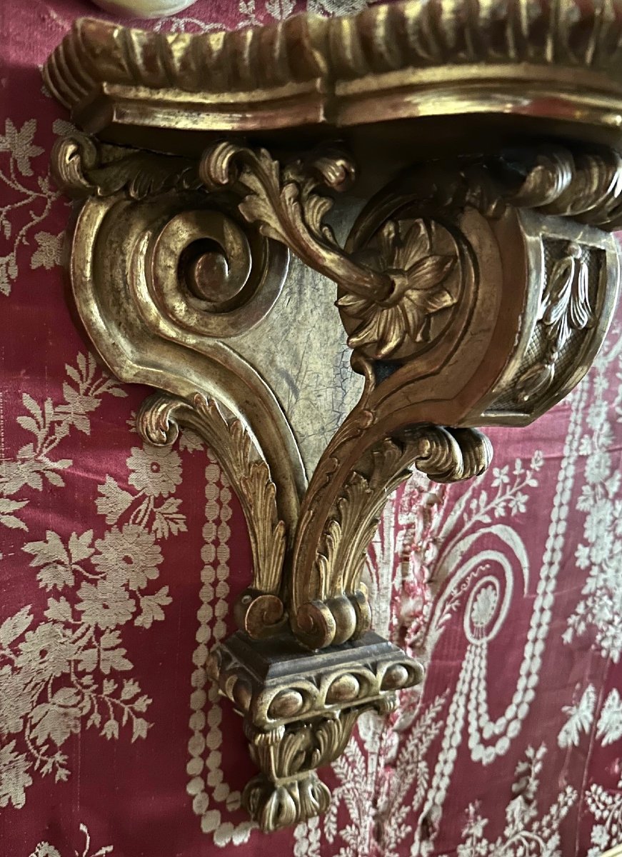 Console d'applique en bois doré-photo-3