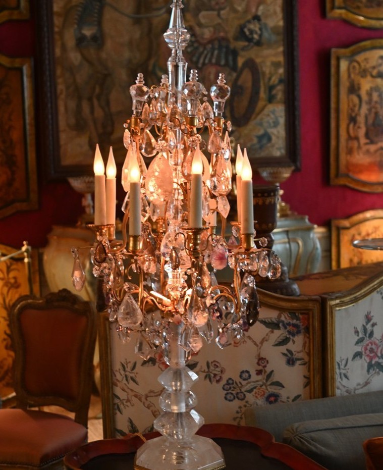 Pair Of Large Rock Crystal Girandoles-photo-2