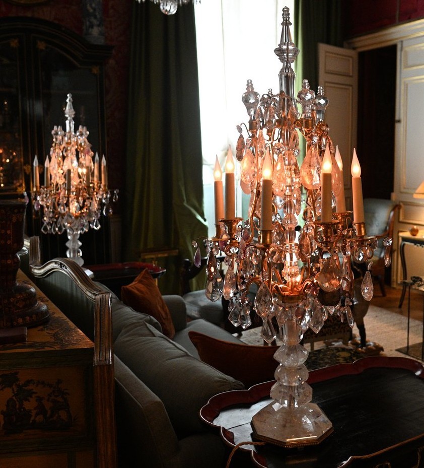 Pair Of Large Rock Crystal Girandoles