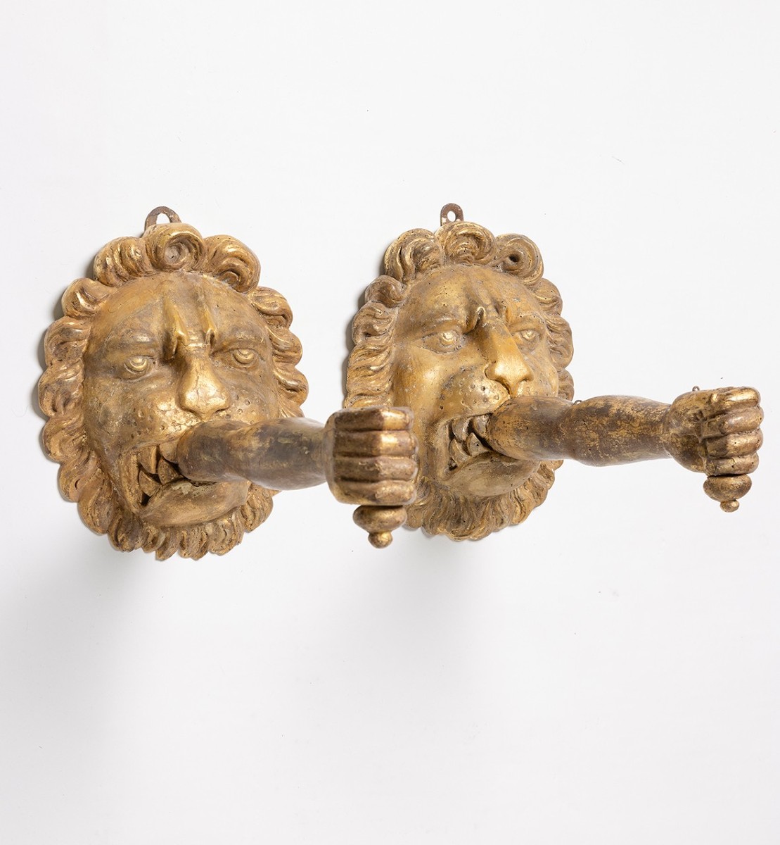 Pair Of Baroque Gilded Wood Light Arms