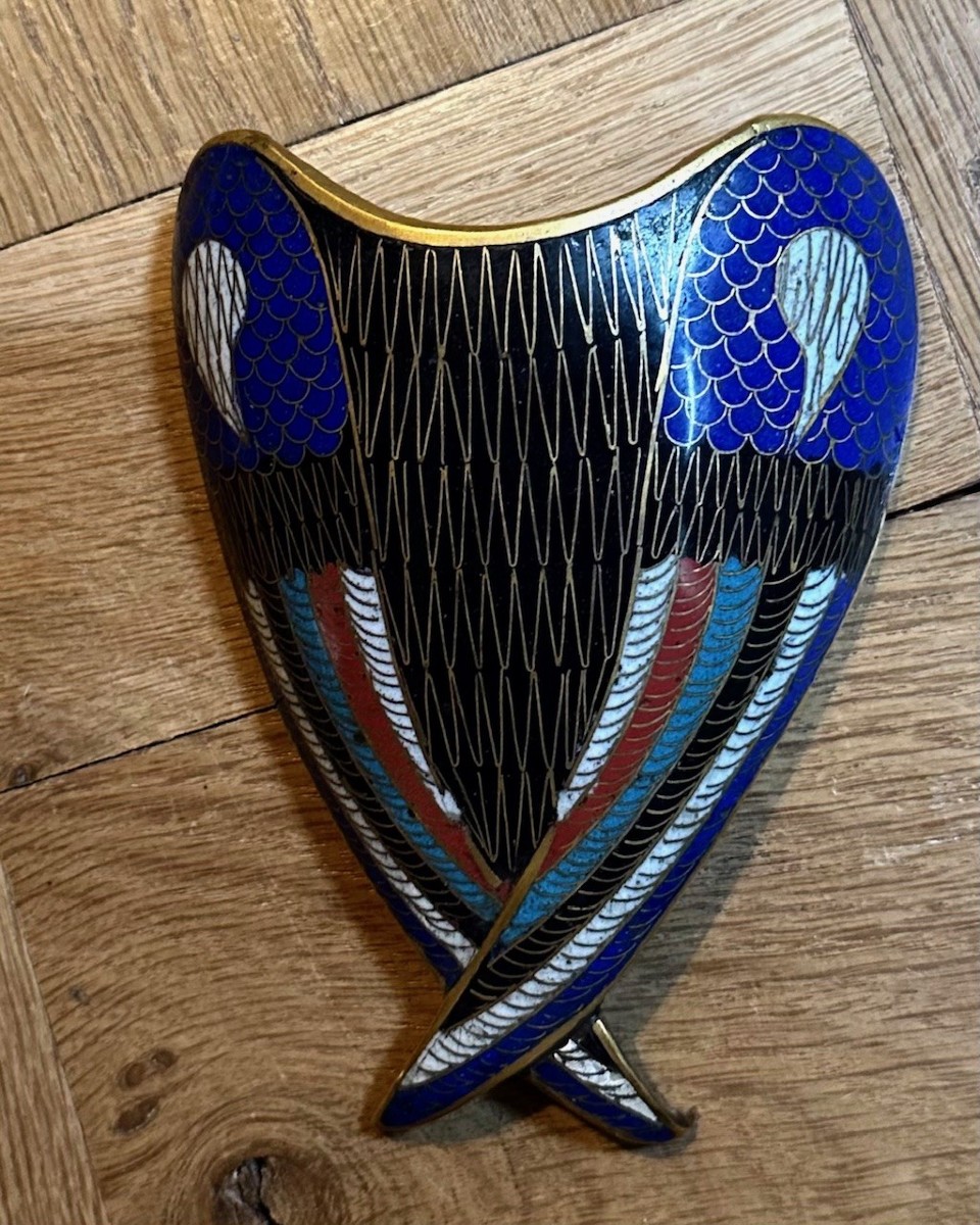 Paire de grands oiseaux en cloisonné chinois-photo-3