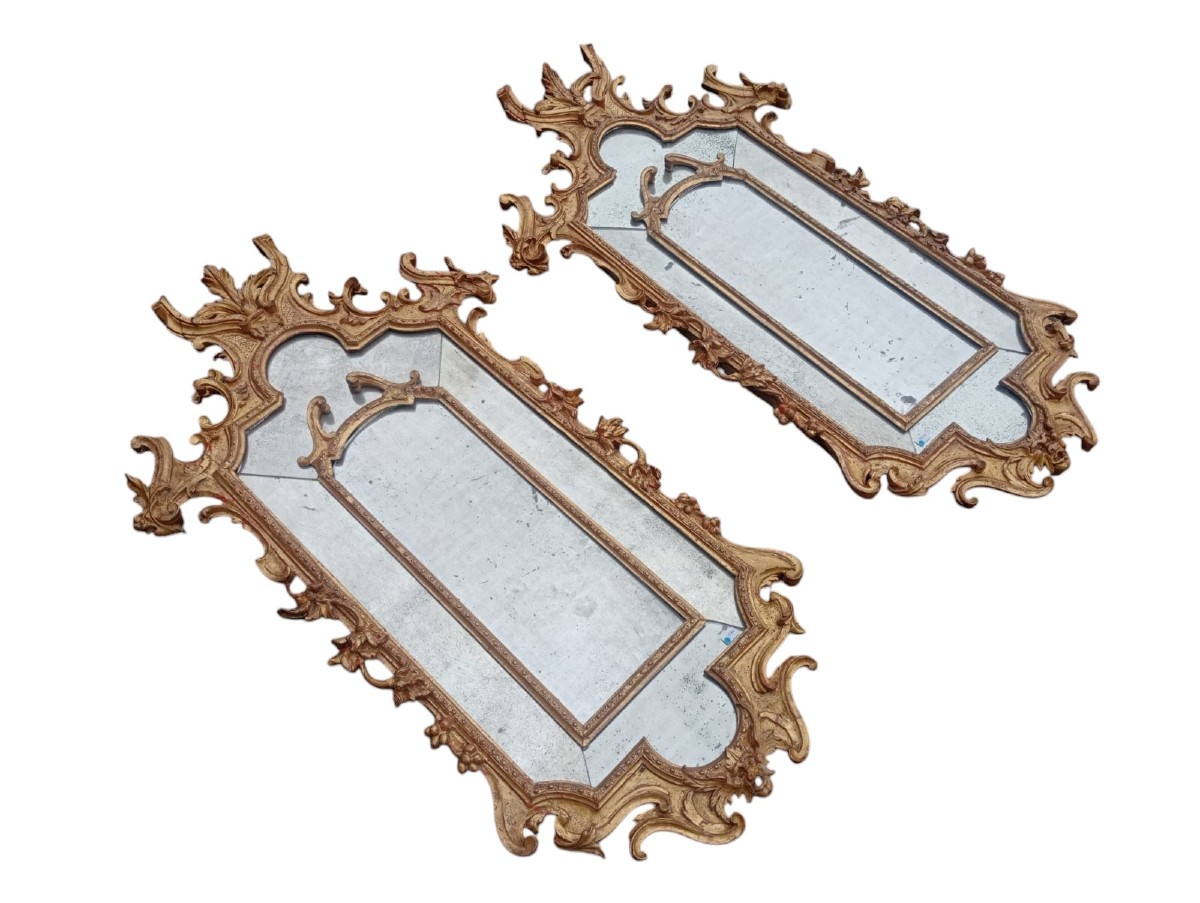 Paire De Miroirs Génois Louis XV