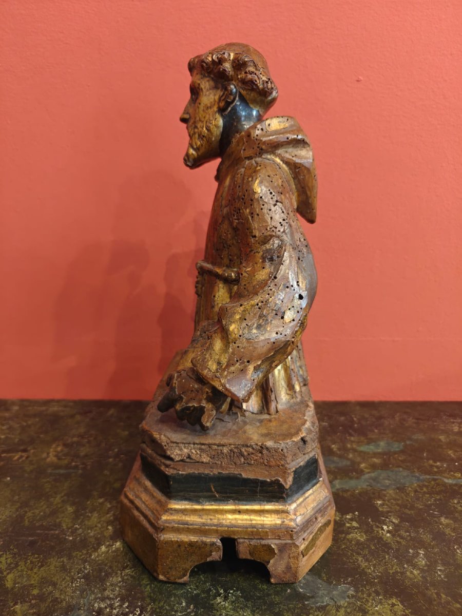 Wooden Half-bust Depicting Saint Francis-photo-3