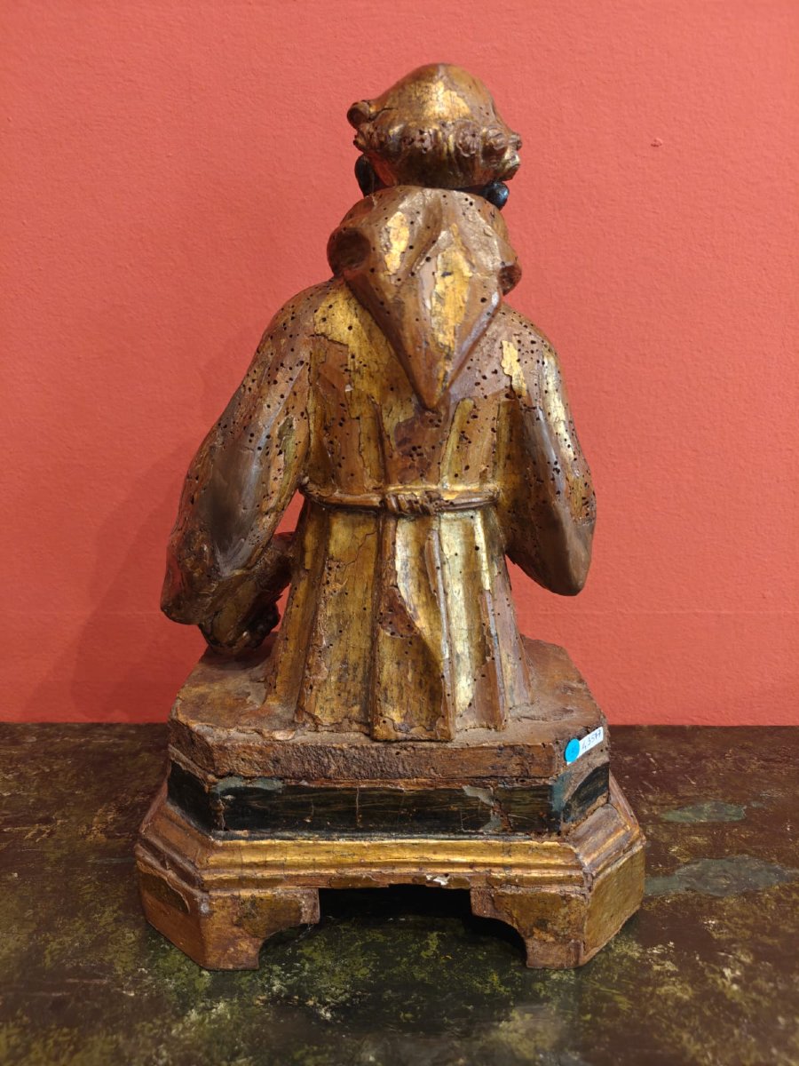 Wooden Half-bust Depicting Saint Francis-photo-4