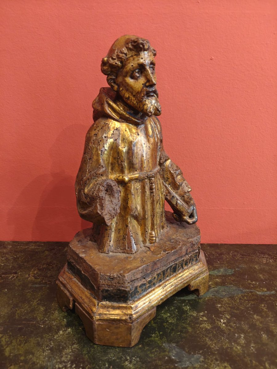 Wooden Half-bust Depicting Saint Francis-photo-5