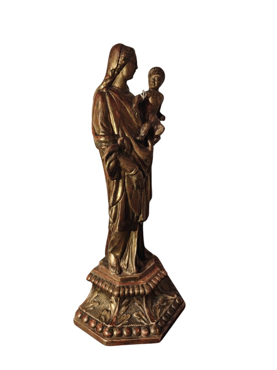 Sculpture en bois de la Vierge à l’Enfant-photo-2