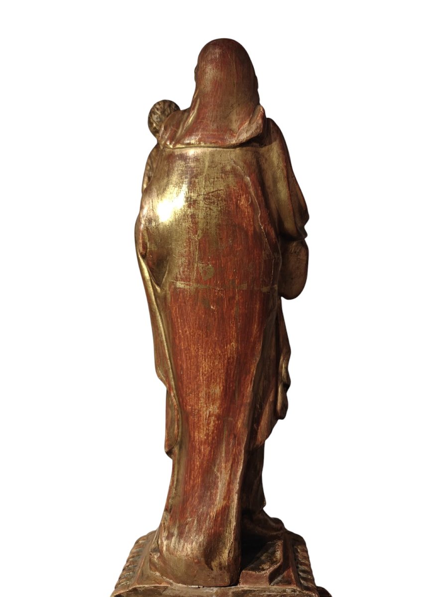 Sculpture en bois de la Vierge à l’Enfant-photo-3