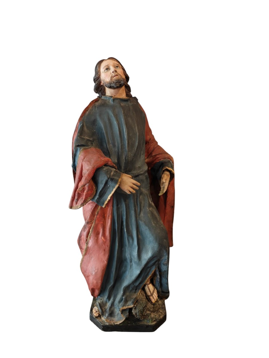 Christ en papier mâché et terre cuite