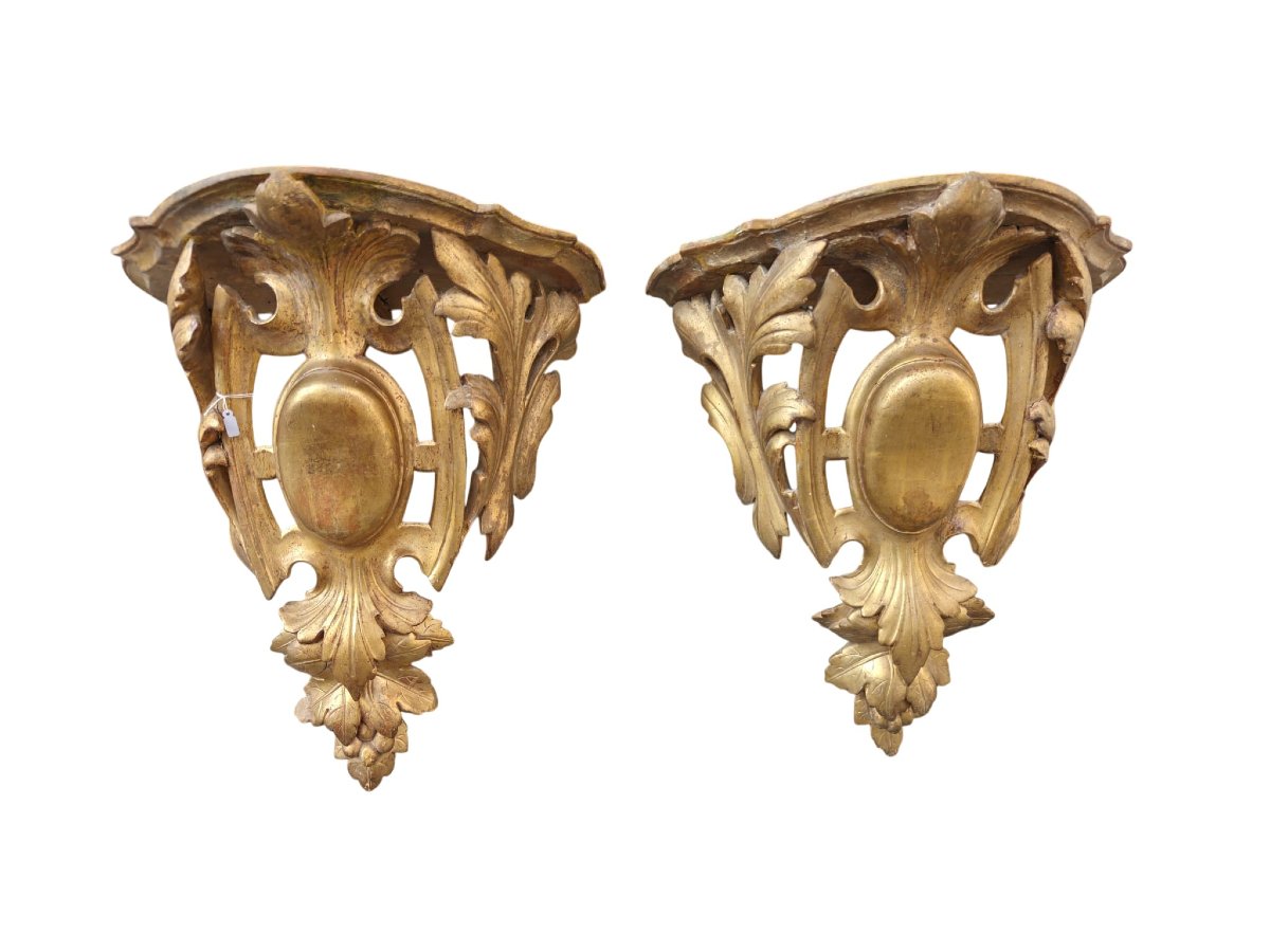 Pair Of Gilded Shelves