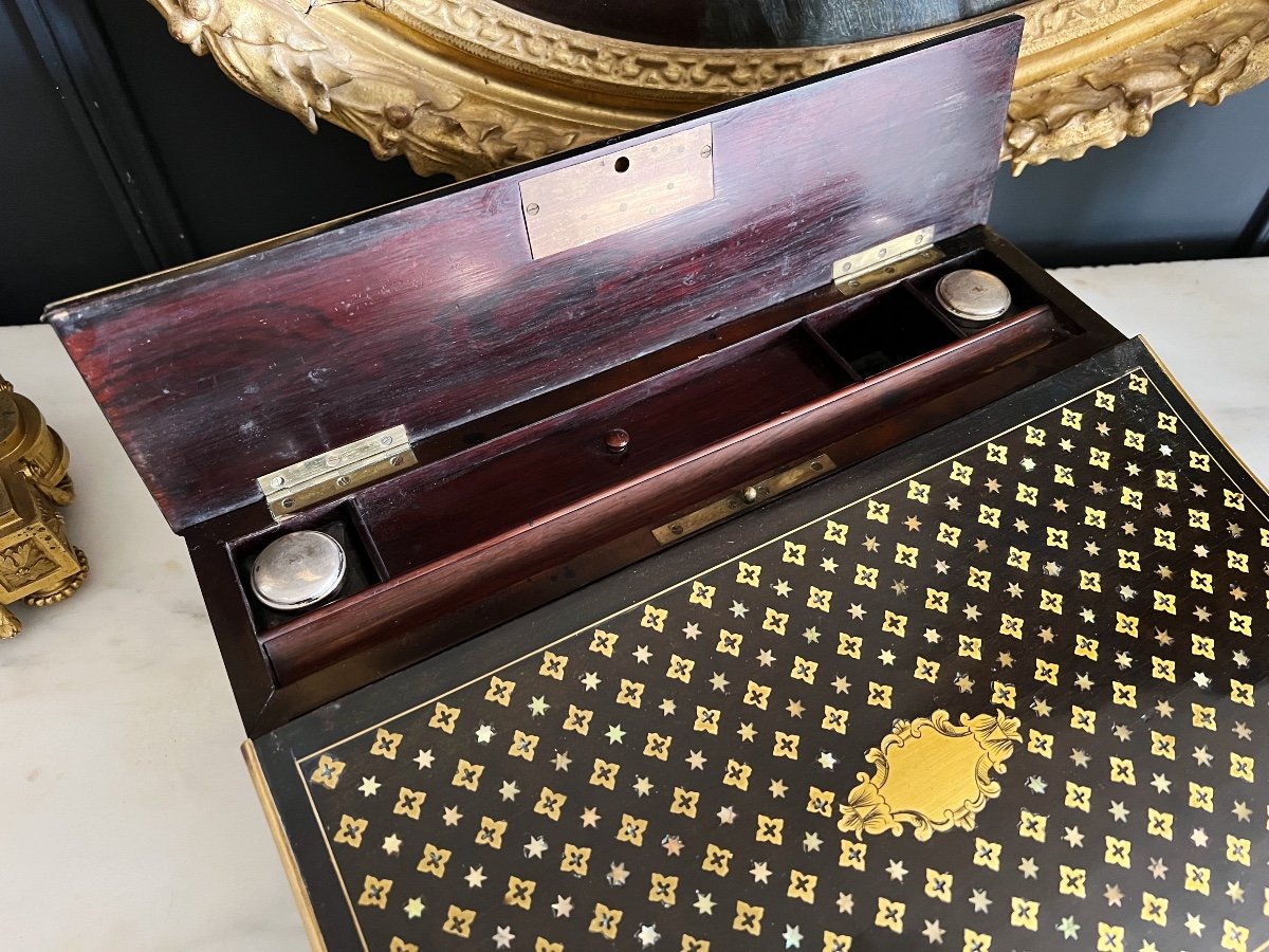 écritoire D’époque Napoléon III En Marqueterie à La Reine - XIXe-photo-4