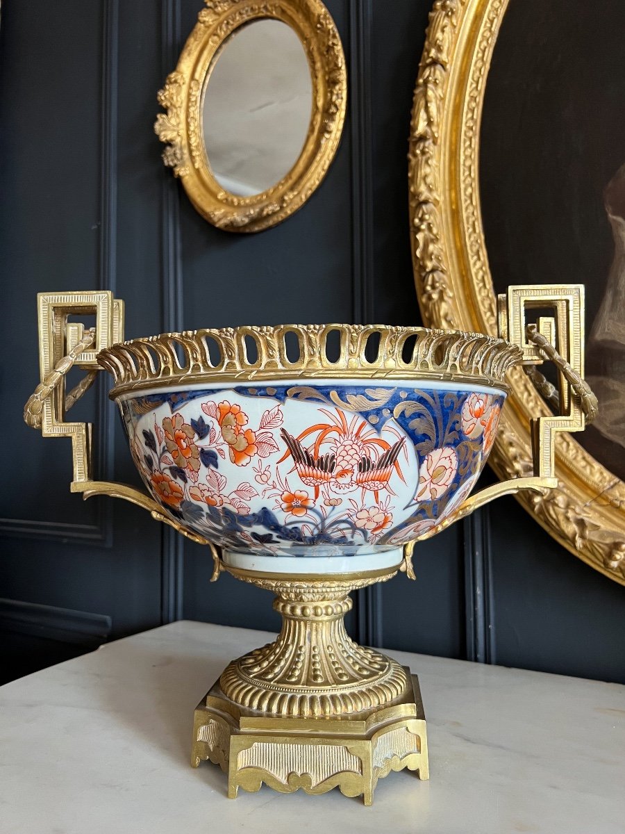 Coupe En Porcelaine D’imari Montée Sur Bronze - époque Napoleon III -photo-2