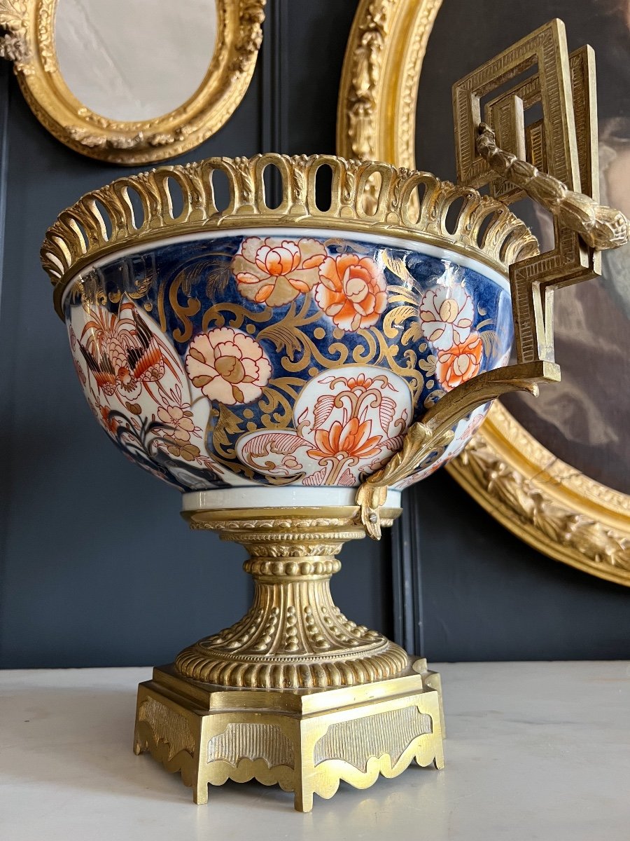 Coupe En Porcelaine D’imari Montée Sur Bronze - époque Napoleon III -photo-3