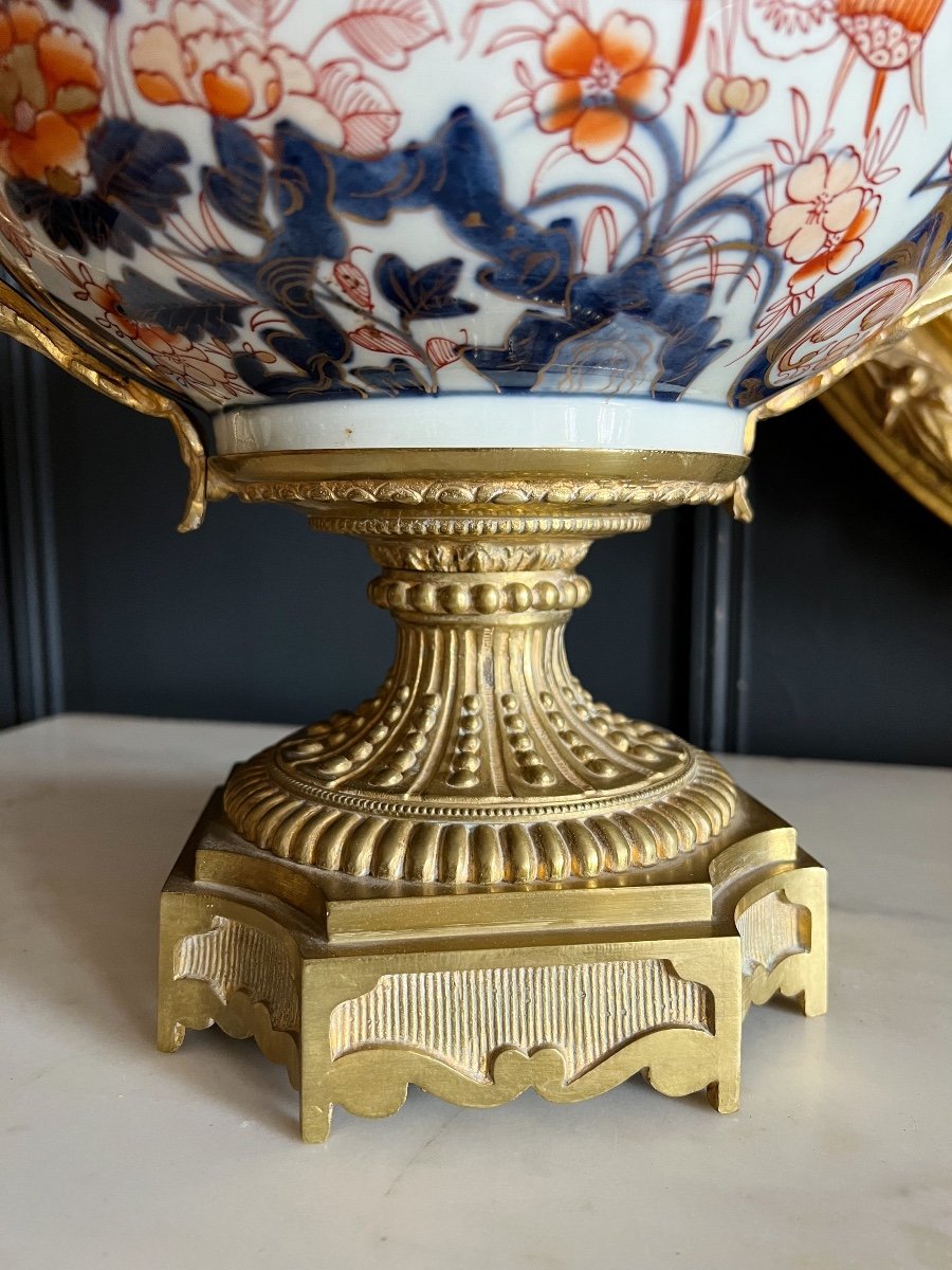 Coupe En Porcelaine D’imari Montée Sur Bronze - époque Napoleon III -photo-1